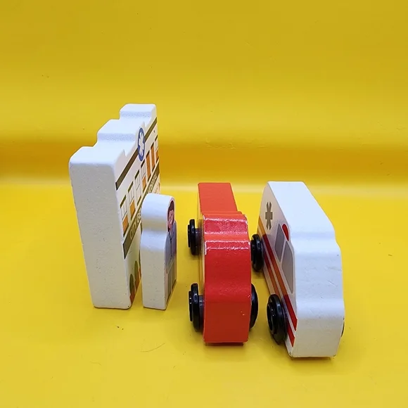 Melissa & Doug Wooden Town Hospital Ambulance Firetruck Doctor - Picture 3 of 3